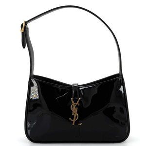YSL Saint Laurent Black Patent Le 5 A 7 Hobo Bag